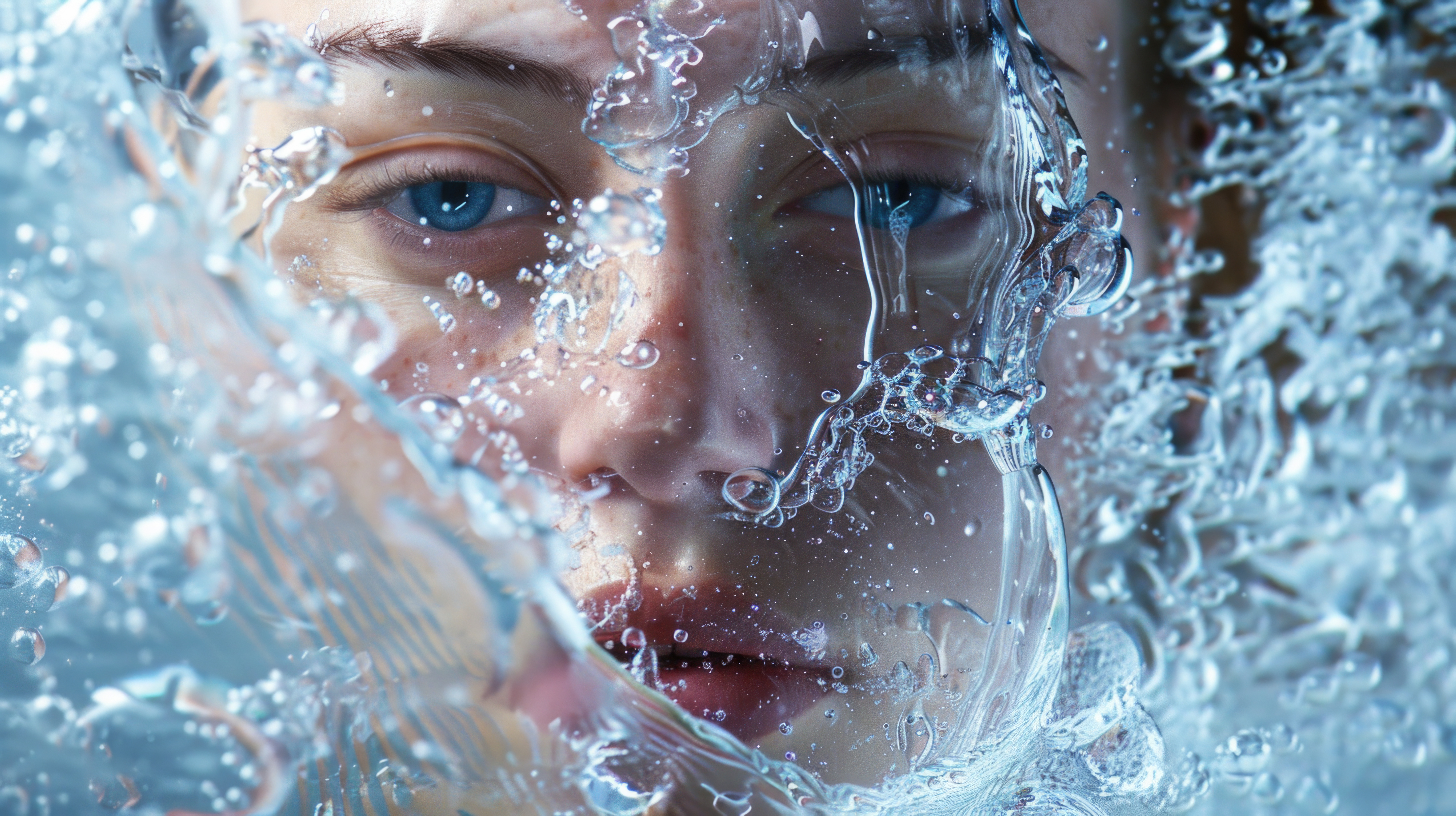 girl immersion in water